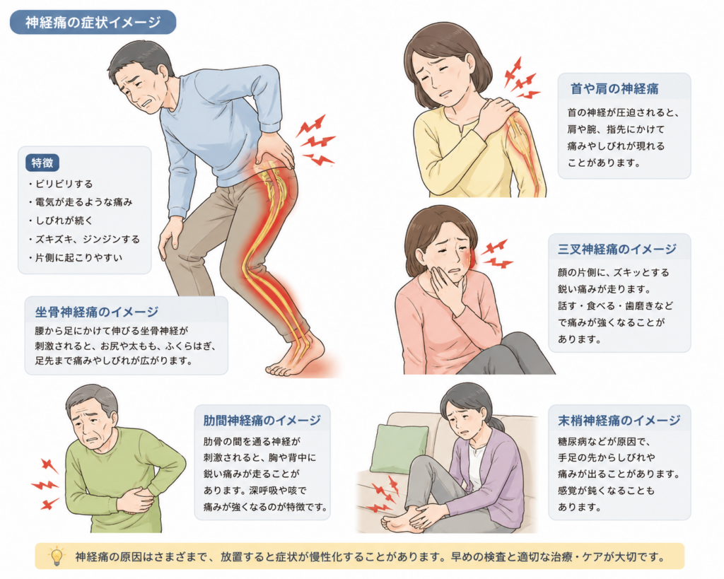 神経痛のメカニズムを図で解説したイメージ